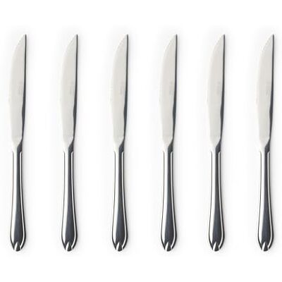 Russell Hobbs Marseille Steak Knife Set – 6 Piece, 18/0 Stainless Steel Tableware, Sharp Serrated Edge Blade, 25 Year Guarantee, Ergonomic Handle, Mirror Polish Finish, Lightweight, Easy Clean Russell Hobbs Marseille Steak Knife Set – 6 Piece, 18/0 Stainless Steel Tableware, Sharp Serrated Edge Blade, 25 Year Guarantee, Ergonomic Handle, Mirror Polish Finish, Lightweight, Easy Clean