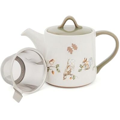 Cooksmart Forest Fable Teapot with Infuser British Designed Stoneware Teapot Woodland-Inspired Tea Brewer Embossed Rustic Farmhouse Design Dishwasher & Microwave Safe Cooksmart Forest Fable Teapot with Infuser British Designed Stoneware Teapot Woodland-Inspired Tea Brewer Embossed Rustic Farmhouse Design Dishwasher & Microwave Safe