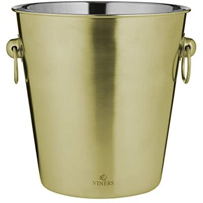 Viners 4L Ice Bucket Stainless Steel with Brushed Gold Finish Double Ring Handles Hand Wash Only Viners 4L Ice Bucket Stainless Steel with Brushed Gold Finish Double Ring Handles Hand Wash Only