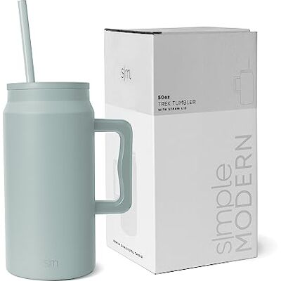 Simple Modern Tumbler with Handle and Straw Insulated Stainless Steel Large Water Jug Gifts for Women & Men Trek Collection 1480ml Sea Glass Sage Simple Modern Tumbler with Handle and Straw Insulated Stainless Steel Large Water Jug Gifts for Women & Men Trek Collection 1480ml Sea Glass Sage