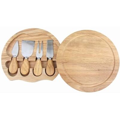 apollo THE HOUSEWARES BRAND Cheese Board Set inc Hidden Knife Tray Wooden Handle Knives & Fork Quality Hevea Wood Size 21x3.5cm, Multicolour (1974) apollo THE HOUSEWARES BRAND Cheese Board Set inc Hidden Knife Tray Wooden Handle Knives & Fork Quality Hevea Wood Size 21x3.5cm, Multicolour (1974)