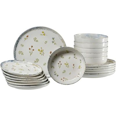 Ritzenhoff & Breker Viola Plate Set, 18 Pieces, for 6 People, Dinner Service with Millefleur Decor and Weathered Edges, Stoneware, Dishwasher & Microwave Safe, Colourful Ritzenhoff & Breker Viola Plate Set, 18 Pieces, for 6 People, Dinner Service with Millefleur Decor and Weathered Edges, Stoneware, Dishwasher & Microwave Safe, Colourful