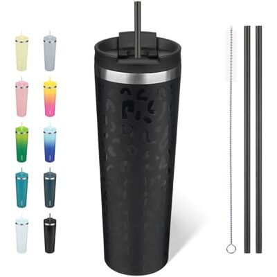BJPKPK 900ml Insulated Tumbler with lid and Straw Stainless Steel Tumblers Travel Coffee Mug Reusable Thermal Cup, Black Leopard BJPKPK 900ml Insulated Tumbler with lid and Straw Stainless Steel Tumblers Travel Coffee Mug Reusable Thermal Cup, Black Leopard