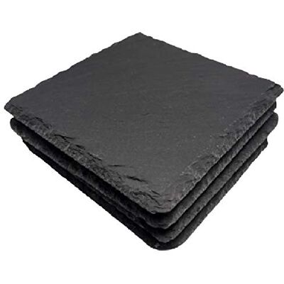 Nitaar Set of 4 Natural Slate Square Drink Coasters Ideal for Tea Coffee Mugs, Glasses, Cups Nitaar Set of 4 Natural Slate Square Drink Coasters Ideal for Tea Coffee Mugs, Glasses, Cups