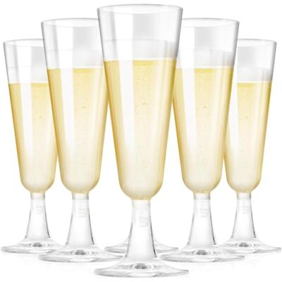 Woobroo Plastic Champagne Flutes, 50 Pack 5Oz/150ml Plastic Champagne Glasses Cocktail Glasses Prosecco Glasses for Party,Birthday,Wedding,Chrismas,Thanksgiving Woobroo Plastic Champagne Flutes, 50 Pack 5Oz/150ml Plastic Champagne Glasses Cocktail Glasses Prosecco Glasses for Party,Birthday,Wedding,Chrismas,Thanksgiving