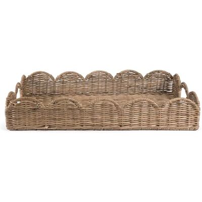 happimess TRY1000A Scalloped 21.5" Southwestern Cottage Hand-Woven Rattan Tray with Handles for Storage,Decoration, Display, Coffee Table or Serving Food, Natural happimess TRY1000A Scalloped 21.5" Southwestern Cottage Hand-Woven Rattan Tray with Handles for Storage,Decoration, Display, Coffee Table or Serving Food, Natural