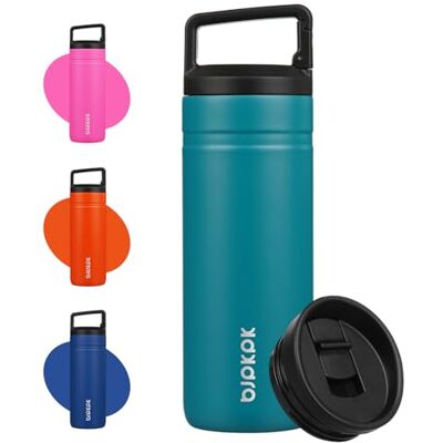 BJPKPK Insulated Water Bottle with 2 Lids,600ml Double Wall Stainless Steel Vacuum Tumbler Travel Coffee Mug,Wide Mouth Thermal Cup,Lake Blue BJPKPK Insulated Water Bottle with 2 Lids,600ml Double Wall Stainless Steel Vacuum Tumbler Travel Coffee Mug,Wide Mouth Thermal Cup,Lake Blue