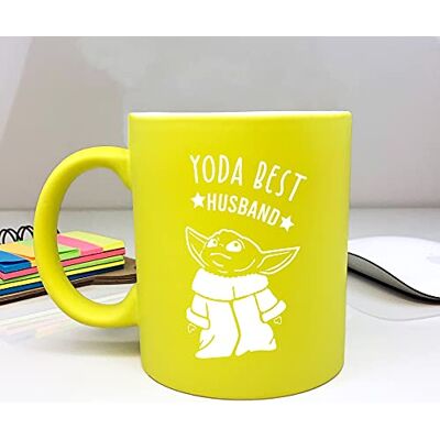 eBuyGB Personalised Coffee Mug, Neon Yellow Baby Yoda Mug, 310ml Star Wars Themed Tea Cup, Funny Gifts for Partner (Yoda Best Husband) eBuyGB Personalised Coffee Mug, Neon Yellow Baby Yoda Mug, 310ml Star Wars Themed Tea Cup, Funny Gifts for Partner (Yoda Best Husband)