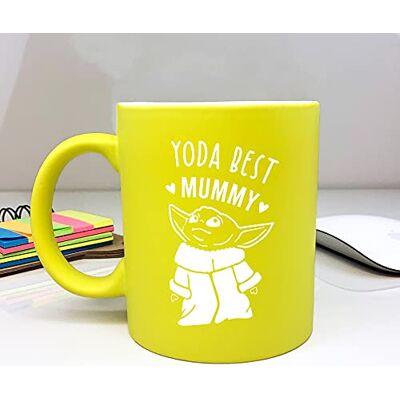 eBuyGB Personalised Coffee Mug, Neon Yellow Baby Yoda Mug, 310ml Star Wars Themed Tea Cup, Gifts for Mummy from Daughter, Son (Yoda Best Mummy) eBuyGB Personalised Coffee Mug, Neon Yellow Baby Yoda Mug, 310ml Star Wars Themed Tea Cup, Gifts for Mummy from Daughter, Son (Yoda Best Mummy)