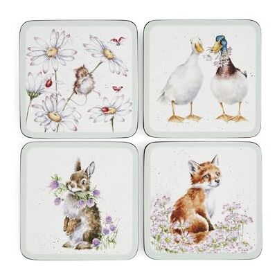 Wrendale Designs Wildflowers Set of 4 Coasters – Cork-Backed MDF Drink Coasters with Assorted Woodland Animal Illustrations Wrendale Designs Wildflowers Set of 4 Coasters – Cork-Backed MDF Drink Coasters with Assorted Woodland Animal Illustrations