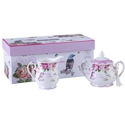 London Boutique Porcelain Teapot Sets Teapot Sugar Bowl and Cream Milk Jug Shabby Chic Vintage Floral in Gift box (Cream & Sugar Set Bird Rose Butterfly) London Boutique Porcelain Teapot Sets Teapot Sugar Bowl and Cream Milk Jug Shabby Chic Vintage Floral in Gift box (Cream & Sugar Set Bird Rose Butterfly)