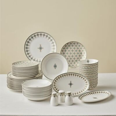 KARACA Forever Bone China Dorothy, 53-Piece Dinner Set for 12 People, Gold KARACA Forever Bone China Dorothy, 53-Piece Dinner Set for 12 People, Gold