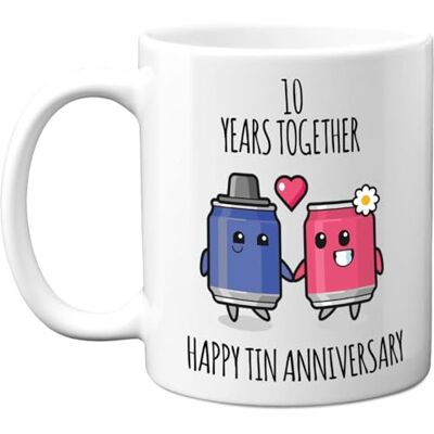 Stuff4 10th Anniversary Mug Gift for Men Women 10 Years Together Happy Tin Anniversary Wedding for Husband Wife Mum Dad Brother Sister, 11oz Ceramic Coffee Mugs Gifts Stuff4 10th Anniversary Mug Gift for Men Women 10 Years Together Happy Tin Anniversary Wedding for Husband Wife Mum Dad Brother Sister, 11oz Ceramic Coffee Mugs Gifts