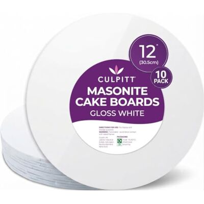 Culpitt 10 x White 12" Masonite Cake Board Extra Strong, Round, 5mm Thick Culpitt 10 x White 12" Masonite Cake Board Extra Strong, Round, 5mm Thick