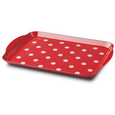 Zeal Melamine Food Serving Tray with Handles and Lipped Edges, Dotty Polka Dot Serving Lap Tray 30 x 21cm, Red Zeal Melamine Food Serving Tray with Handles and Lipped Edges, Dotty Polka Dot Serving Lap Tray 30 x 21cm, Red