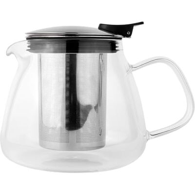 Café Olé Murano Teapot 700ml / 25oz / Serves 3-4, Glass Teapot, Stainless Steel Infuser Basket, Contemporary Teapot, Smooth Pour Spout, Silver Café Olé Murano Teapot 700ml / 25oz / Serves 3-4, Glass Teapot, Stainless Steel Infuser Basket, Contemporary Teapot, Smooth Pour Spout, Silver