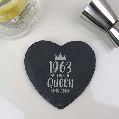 eBuyGB Engraved Heart Slate Coaster -1963 This Queen was Born Design 60th Birthday Gifts for Women, Her Sixtieth Birthday Gift for Grandma, Mum, Sister, Auntie, Friend Drinks Mat, Placemat eBuyGB Engraved Heart Slate Coaster -1963 This Queen was Born Design 60th Birthday Gifts for Women, Her Sixtieth Birthday Gift for Grandma, Mum, Sister, Auntie, Friend Drinks Mat, Placemat