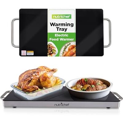 NutriChef Food Warmer Buffet Server – Electric Warming Tray Hot Plate for Parties & Catering, Glass Surface Keeps Food Warm, 50 cm Size with Stay-Cool Handles NutriChef Food Warmer Buffet Server – Electric Warming Tray Hot Plate for Parties & Catering, Glass Surface Keeps Food Warm, 50 cm Size with Stay-Cool Handles