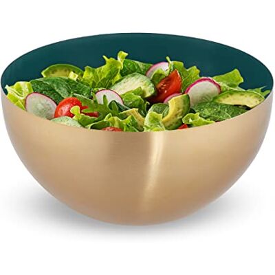 Relaxdays Serving Bowl, Stainless Steel, Green/Gold, 25 cm Relaxdays Serving Bowl, Stainless Steel, Green/Gold, 25 cm