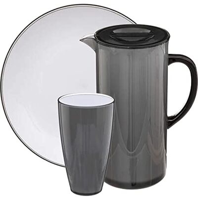 WellHome Gray Polypropylene Dinnerware Set - Dinnerware set WellHome Gray Polypropylene Dinnerware Set - Dinnerware set
