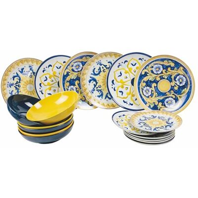 Tivoli 18-Piece Porcelain and Stoneware Dinner Set, 6 Different Places, Sicily Tivoli 18-Piece Porcelain and Stoneware Dinner Set, 6 Different Places, Sicily