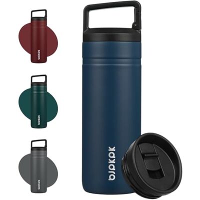 BJPKPK Insulated Water Bottle with 2 Lids, Double Wall Vacuum Stainless Steel Tumbler Travel Coffee Mug, Wide Mouth Thermal Mug, Navy Blue BJPKPK Insulated Water Bottle with 2 Lids, Double Wall Vacuum Stainless Steel Tumbler Travel Coffee Mug, Wide Mouth Thermal Mug, Navy Blue