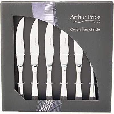 Arthur Price Every Day Rattail Steak Knives, Stainless Steel, Silver, 26.4 x 26.6 x 4 cm Arthur Price Every Day Rattail Steak Knives, Stainless Steel, Silver, 26.4 x 26.6 x 4 cm