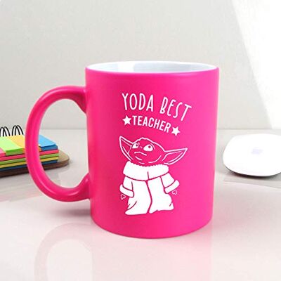 eBuyGB Personalised Coffee Mug, Neon Pink Baby Yoda Mug, 350ml Star Wars Themed Tea Cup, Teacher Appreciation, Thank You Gifts (Yoda Best Teacher) eBuyGB Personalised Coffee Mug, Neon Pink Baby Yoda Mug, 350ml Star Wars Themed Tea Cup, Teacher Appreciation, Thank You Gifts (Yoda Best Teacher)