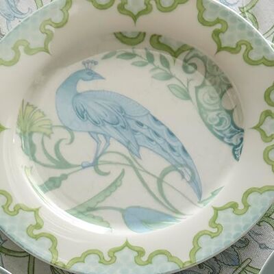 HOUSE LLEWELYN - BOWEN Laurence Llewelyn-Bowen Palm Court Porcelain Side Plate Set in Multi, Peacock Animal Print, 20.2cm x 20.2cm x 2.3cm, Set of 4 HOUSE LLEWELYN - BOWEN Laurence Llewelyn-Bowen Palm Court Porcelain Side Plate Set in Multi, Peacock Animal Print, 20.2cm x 20.2cm x 2.3cm, Set of 4