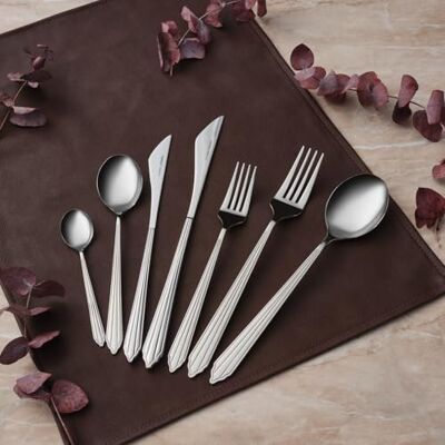 KARACA Rebellion 84 Piece Silver Cutlery Set, Contemporary Flatware Collection with Forks, Knives, Spoons & Serving Utensils, Polished Tableware for Everyday Dining & Entertaining KARACA Rebellion 84 Piece Silver Cutlery Set, Contemporary Flatware Collection with Forks, Knives, Spoons & Serving Utensils, Polished Tableware for Everyday Dining & Entertaining