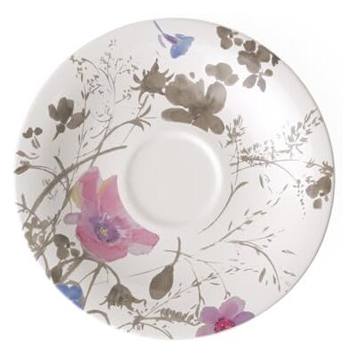 Villeroy & Boch Mariefleur Gris Basic Saucer, 19 cm, Premium Porcelain, White/Multicoloured Villeroy & Boch Mariefleur Gris Basic Saucer, 19 cm, Premium Porcelain, White/Multicoloured