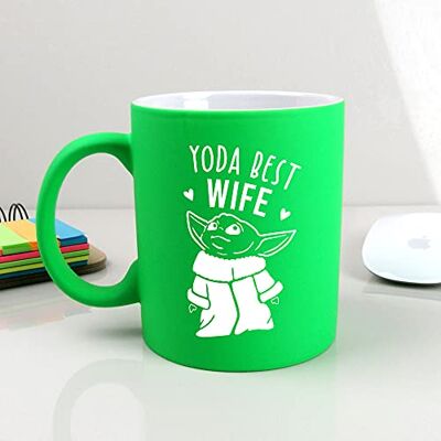 eBuyGB Personalised Coffee Mug, Neon Green Baby Yoda Mug, 310ml Star Wars Themed Tea Cup, Funny Gifts for Partner (Yoda Best Wife) eBuyGB Personalised Coffee Mug, Neon Green Baby Yoda Mug, 310ml Star Wars Themed Tea Cup, Funny Gifts for Partner (Yoda Best Wife)