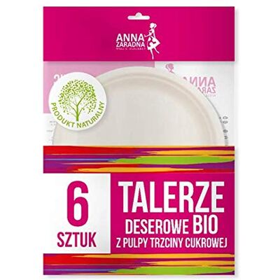 ANNA ZARADNA ST-AZ-035694 Organic Dessert Plates Disposable Plates Set of 6 White Sugar Cane Plates Party Plates Compostable and Biodegradable Ecological for Barbecues Camping Picnic ANNA ZARADNA ST-AZ-035694 Organic Dessert Plates Disposable Plates Set of 6 White Sugar Cane Plates Party Plates Compostable and Biodegradable Ecological for Barbecues Camping Picnic