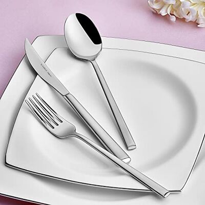 KARACA Tivoli 60-Piece Cutlery Set for 12 People 18/10 Stainless Steel, Dinnerware Tableware Silverware Service, Includes Fork, Spoon, Knife, Dessert Fork,Teaspoon, Mirror Polished,Dishwasher Safe KARACA Tivoli 60-Piece Cutlery Set for 12 People 18/10 Stainless Steel, Dinnerware Tableware Silverware Service, Includes Fork, Spoon, Knife, Dessert Fork,Teaspoon, Mirror Polished,Dishwasher Safe