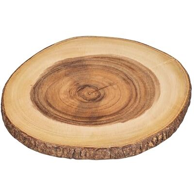 Tala Large Round Board w Bark Edges in Natural Acacia Tala Large Round Board w Bark Edges in Natural Acacia