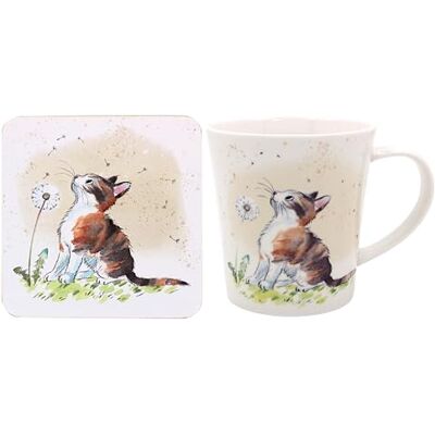 The Leonardo Collection Paper Shed Design Cat with Dandelion Mug & Coaster Home & Kitchen, Stylish Ceramic, Tea & Coffee, Coaster Included The Leonardo Collection Paper Shed Design Cat with Dandelion Mug & Coaster Home & Kitchen, Stylish Ceramic, Tea & Coffee, Coaster Included