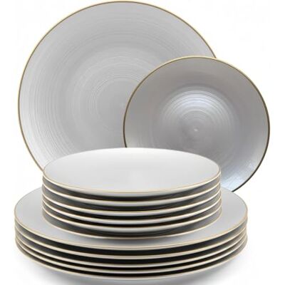 Playlearn Luxia 20Pcs Plastic Plate Set with Decorative Infinity White and Gold Rim – Reusable 10 Dinner and 10 Dessert Plates Set Hard (Infinity White and Gold) Playlearn Luxia 20Pcs Plastic Plate Set with Decorative Infinity White and Gold Rim – Reusable 10 Dinner and 10 Dessert Plates Set Hard (Infinity White and Gold)