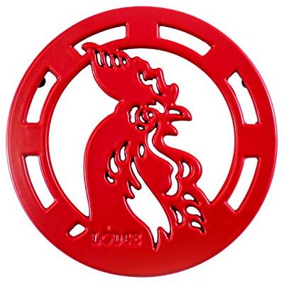 Lodge Enameled Cast Iron Rooster Trivet, 8 Inch, Red Lodge Enameled Cast Iron Rooster Trivet, 8 Inch, Red