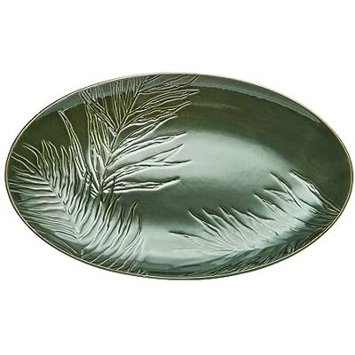 MIKASA Jardin Green Stoneware Serving Platter, Oval Glazed Serving Dish, Ideal for Buffets, Appetisers, Desserts, Party Food, Dishwasher Safe, Gift Boxed, 36cm x 22.5cm MIKASA Jardin Green Stoneware Serving Platter, Oval Glazed Serving Dish, Ideal for Buffets, Appetisers, Desserts, Party Food, Dishwasher Safe, Gift Boxed, 36cm x 22.5cm