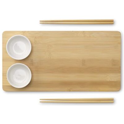 eBuyGB Sushi Plate Set with Bamboo Sushi Board, 2 Pairs of Chopsticks and 2 Ceramic Dip Bowls, Japanese Tableware, Set for 2 Dinnerware eBuyGB Sushi Plate Set with Bamboo Sushi Board, 2 Pairs of Chopsticks and 2 Ceramic Dip Bowls, Japanese Tableware, Set for 2 Dinnerware