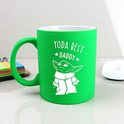 eBuyGB Personalised Coffee Mug, Neon Green Baby Yoda Mug, 310ml Star Wars Themed Tea Cup, Funny Gifts for Daddy from Daughter, Son (Yoda Best Daddy) eBuyGB Personalised Coffee Mug, Neon Green Baby Yoda Mug, 310ml Star Wars Themed Tea Cup, Funny Gifts for Daddy from Daughter, Son (Yoda Best Daddy)