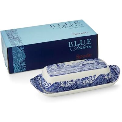 Spode x Blue Italian Porcelain Butter Dish with Lid Elegant Design Featuring Signature Blue and White Oriental border, Dishwasher Safe, Suitable for Kitchen Display and Everyday Use, Made in England Spode x Blue Italian Porcelain Butter Dish with Lid Elegant Design Featuring Signature Blue and White Oriental border, Dishwasher Safe, Suitable for Kitchen Display and Everyday Use, Made in England