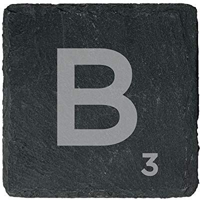 eBuyGB Scrabble Drinks Coasters, Square Slate Coaster, Individual Alphabet Letters, Scrabble Tiles with Score Marks Personalise Your Own Scrabble Words (B) eBuyGB Scrabble Drinks Coasters, Square Slate Coaster, Individual Alphabet Letters, Scrabble Tiles with Score Marks Personalise Your Own Scrabble Words (B)