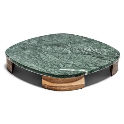 apollo THE HOUSEWARES BRAND Green Marble Square Serving Platter with Acacia Wooden Feet, Cool Surface for Food Prep & Presentation, Cutting and Chopping Board, 30x30x5cm apollo THE HOUSEWARES BRAND Green Marble Square Serving Platter with Acacia Wooden Feet, Cool Surface for Food Prep & Presentation, Cutting and Chopping Board, 30x30x5cm