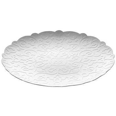 Alessi MW07 Dressed Round Tray with Relief Decoration, Silver Alessi MW07 Dressed Round Tray with Relief Decoration, Silver