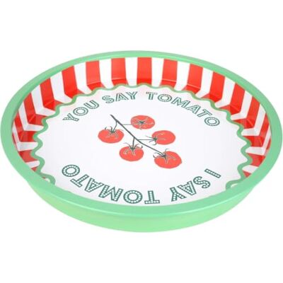 Talking Tables Large Round Serving Tray, 30cm Tomato Design Made of Tin Talking Tables Large Round Serving Tray, 30cm Tomato Design Made of Tin