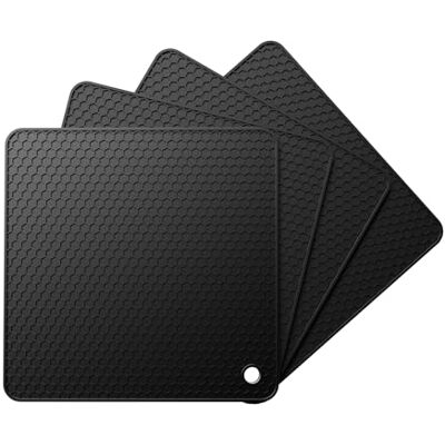 Ankway Silicone Pot Coasters, Pack of 4 Multifunctional Heat Resistant Pot Holders for Pots, Teapots and Bowls, Heat Resistant up to 230 °C, Dishwasher Safe, Non-Slip, Honeycomb Pattern Black Ankway Silicone Pot Coasters, Pack of 4 Multifunctional Heat Resistant Pot Holders for Pots, Teapots and Bowls, Heat Resistant up to 230 °C, Dishwasher Safe, Non-Slip, Honeycomb Pattern Black