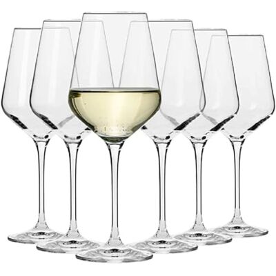 Krosno – White Wine Glasses 450 ml – Set of 6 – Avant-Garde Collection – Lead-Free Crystal – Elegant Design, Slim Shape Krosno – White Wine Glasses 450 ml – Set of 6 – Avant-Garde Collection – Lead-Free Crystal – Elegant Design, Slim Shape