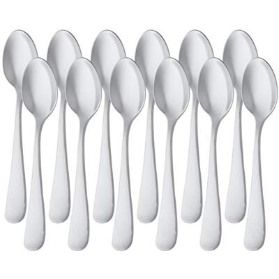 Amazon Basics Stainless Steel Coffee Spoon with Round Edge, 13.3 cm, Pack of 12, Silver Amazon Basics Stainless Steel Coffee Spoon with Round Edge, 13.3 cm, Pack of 12, Silver