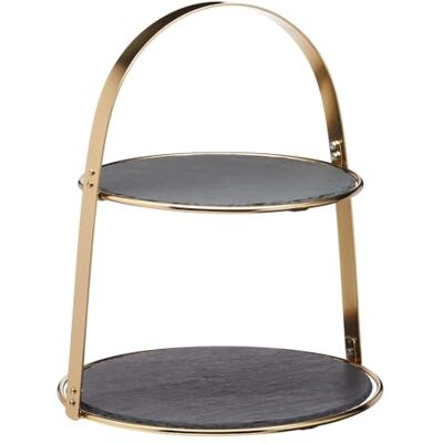 Artesa Artesà Cake Stand - 2-tier, Slate & Brass, Elegant Art Deco Artesa Artesà Cake Stand - 2-tier, Slate & Brass, Elegant Art Deco